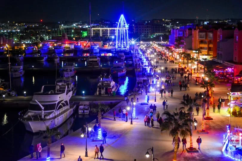 Hurghada Marina Boulevard in the evening
