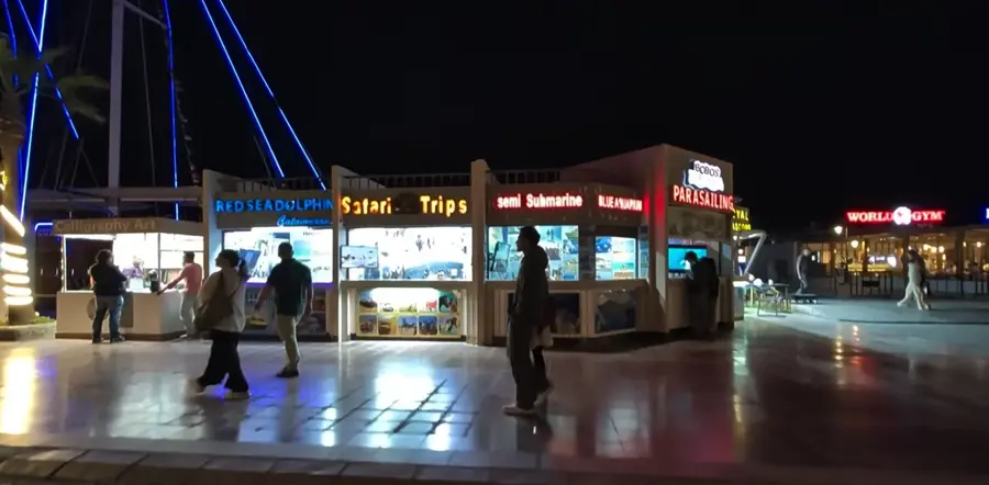 Sea-trip and excursion booths along the boulevard