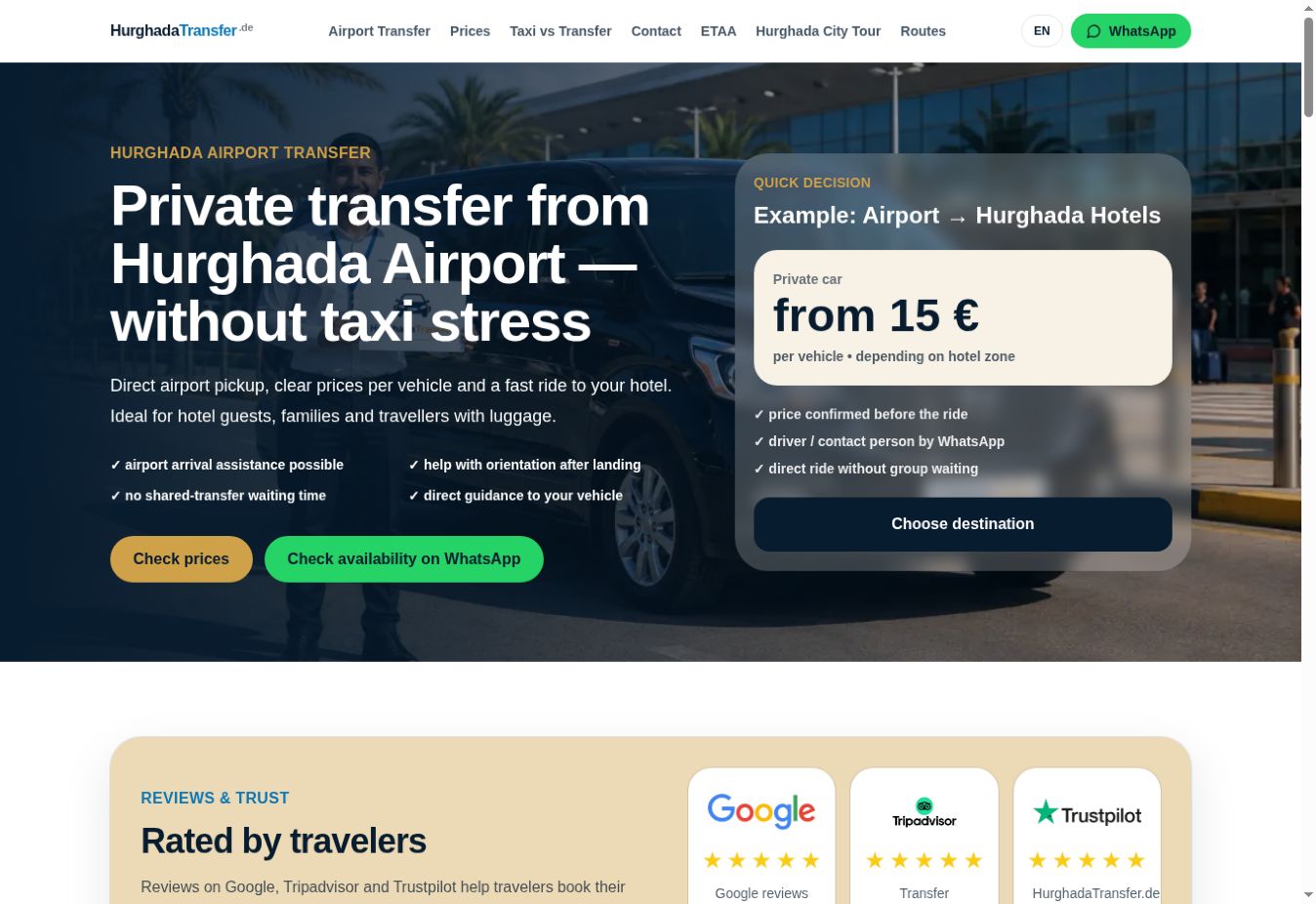 HurghadaTransfer.de — website screenshot